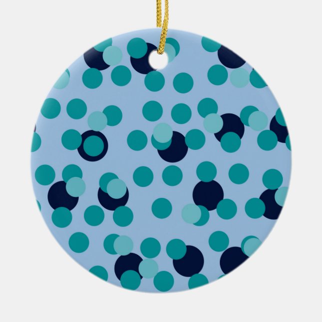 1960-70-tal Pop Geometrisk Mid-Century Teal Bubblo Julgransprydnad Keramik (Framsidan)