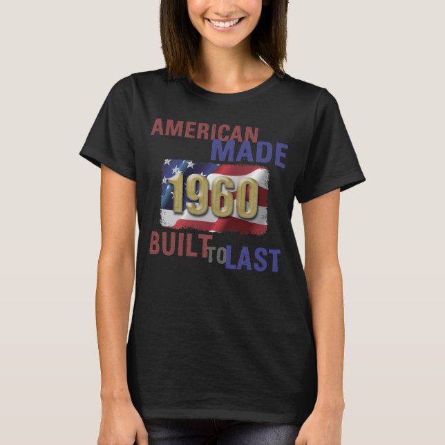 1960 Amerikanska Made 60 Birthday T Shirt (Framsida)