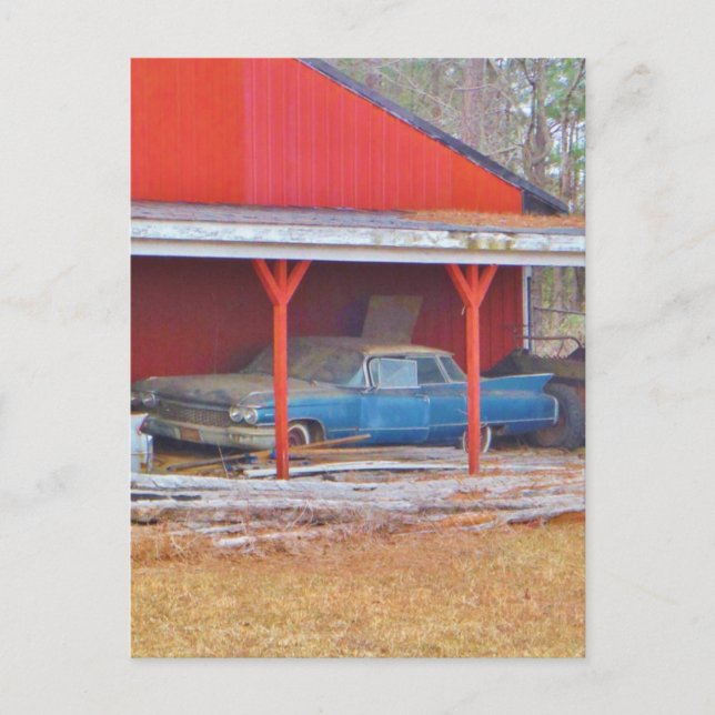 1960 antikvitetbil för BLÅTT SADAND DEVILLE Vykort (Framsida)