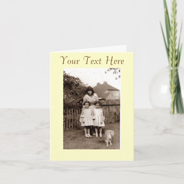 1960 års foto av söt katt med identiska twillingar kort (Framsida)