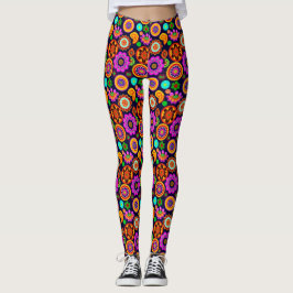 1960 års Inspired Flowers and Medallions Leggings