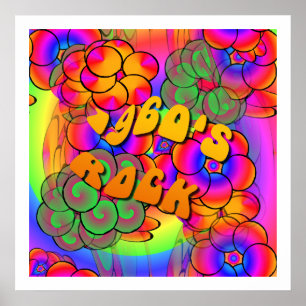 1960 års Sten Psychedelic Flower Power-Poster Poster