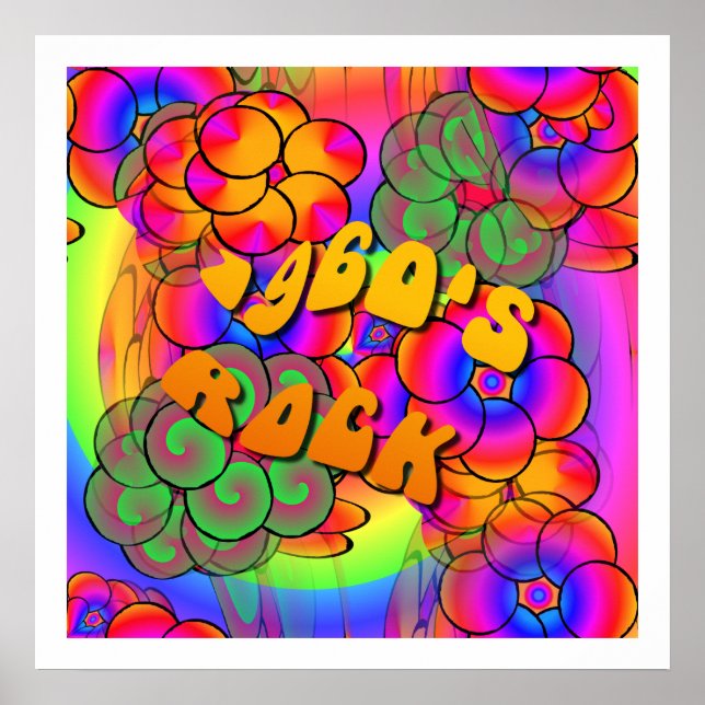 1960 års Sten Psychedelic Flower Power-Poster Poster (Framsidan)