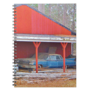 1960 BLUE SADAND DEVILLE Antique-bil Anteckningsbok Med Spiral