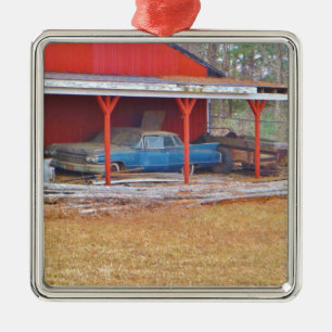 1960 BLUE SADAND DEVILLE Antique-bil Julgransprydnad Metall