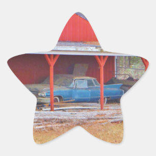 1960 BLUE SADAND DEVILLE Antique-bil Stjärnformat Klistermärke