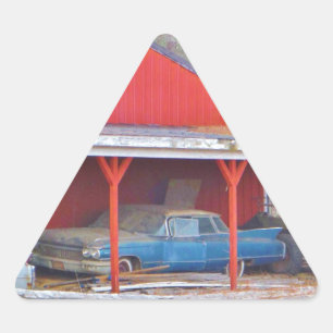 1960 BLUE SADAND DEVILLE Antique-bil Triangelformat Klistermärke
