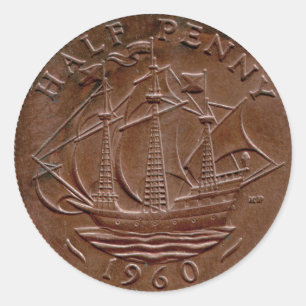 1960 Brittiskt krondekal Runt Klistermärke