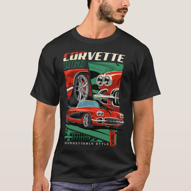 1960 Corvette Classic T Shirt (Framsida)