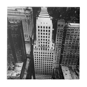 1960: En antenn beskådar av en Chicago skyscrape Kakelplatta