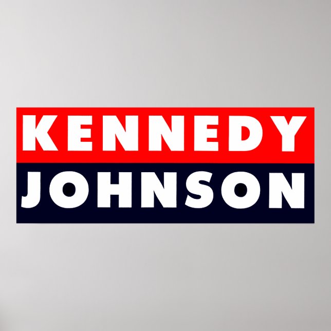 1960 Kennedy Johnson Bumper Sticker Poster (Framsidan)