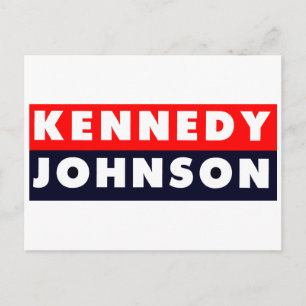 1960 Kennedy Johnson Bumper Sticker Vykort