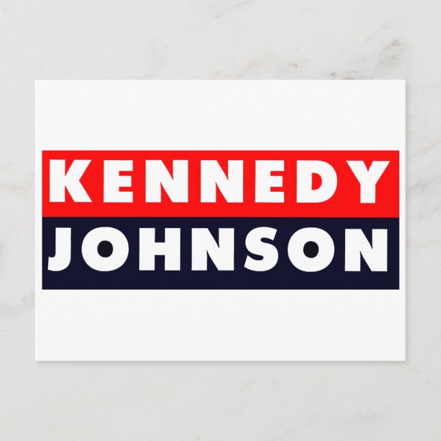 1960 Kennedy Johnson Bumper Sticker Vykort (Framsida)