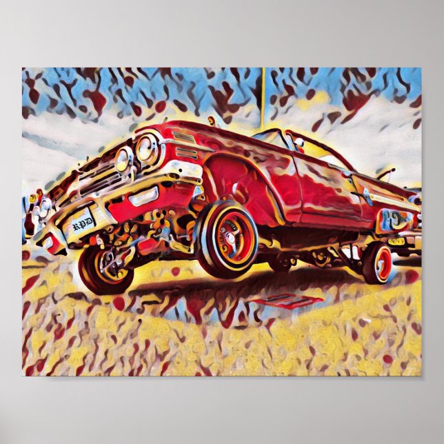 1960 Lowrider Chevrolet Impala Low Rider Chevy Art Poster (Framsidan)