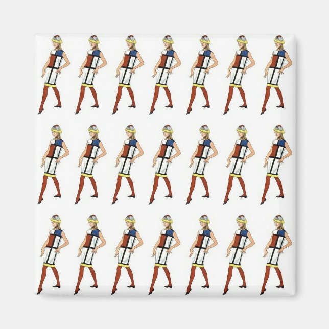 1960 Mid-Century Colorblock Dress Magnet (Framsidan)