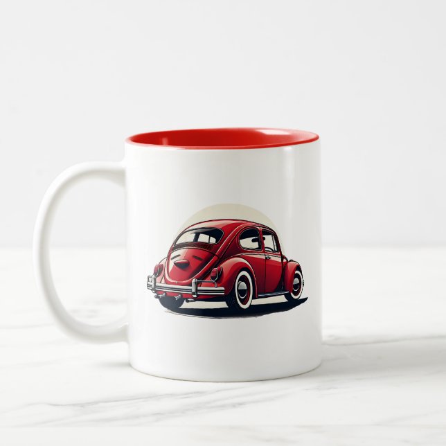 1960 Modell Röd Klassisk Bil Två-Tonad Mugg (Vänster)