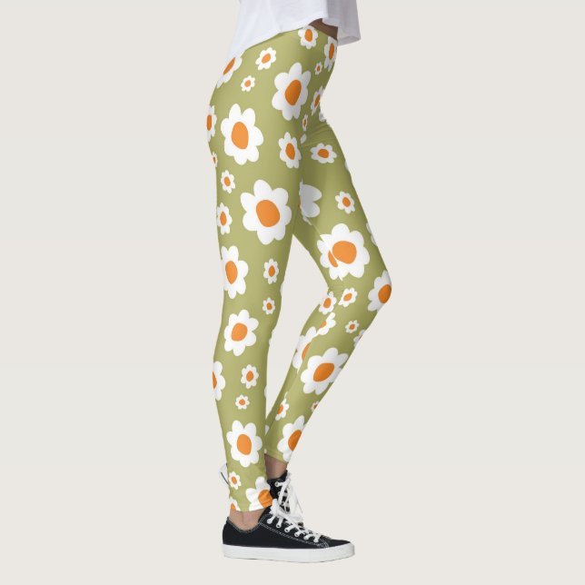 1960:s "Daisy" Flower Mönster Leggings (Höger)
