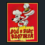 1960:s HUND i SUDS Root Beer Poster<br><div class="desc">1960 års färgstarka och nostalgiska poster för Hund n Suds Root Beer - den populära inkörningen. Detta mönster kan överföras till andra Zazzle-produkter.</div>