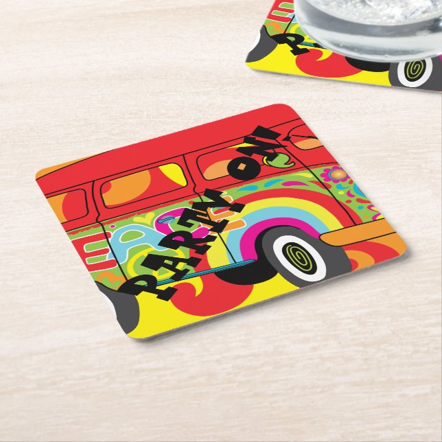 1960:s Pappra Underlägg på Stil Papper Kvadrat (Vinklad)