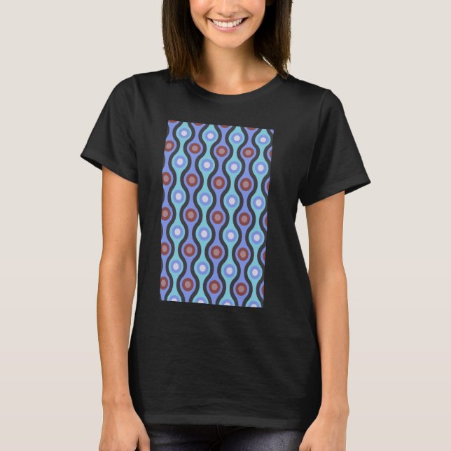 1960:S RETRO WAVE OCH CIRCLE MÖNSTER BLUE ROSA RED T SHIRT (Framsida)