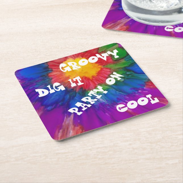 1960:s Stil-kvadratfärgade Pappra Underlägg Papper Kvadrat (Vinklad)