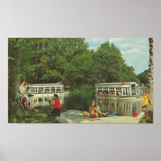 1960 Silver Vår, Florida ~ Glass Grund Boats Poster (Framsidan)
