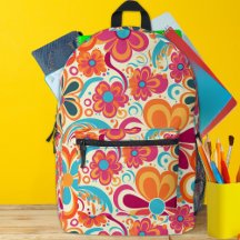 1960-talet 1970-talet Groovy Färgglad Blommakt