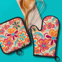 1960-talet 1970-talet Groovy Färgglad Flower Power