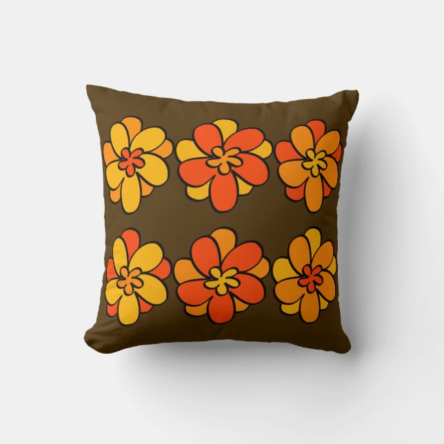 1960-talet, 1970-talet, Stil Flower Mönster Cushio Kudde (Framsida)