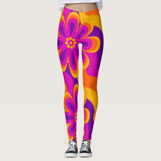 1960-talet 1970-talet Stil Flowers & Vinkarare Mön Leggings (Framsida)