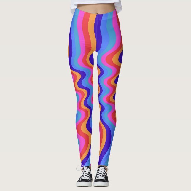 1960-talet Hippie Trippy Retro Tapet Leggings (Framsida)