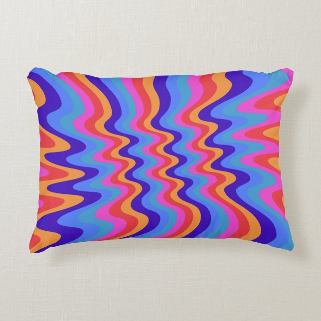 1960-talet Hippie Trippy Retro Tapet Prydnadskudde (Framsidan)