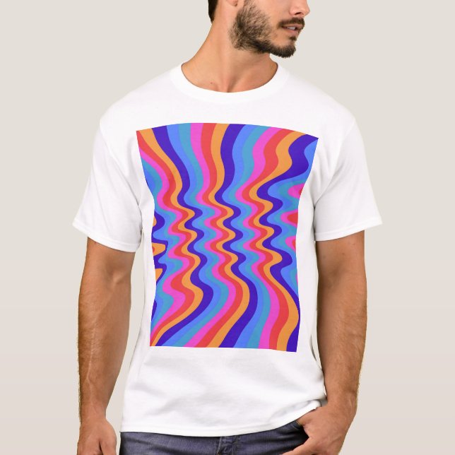 1960-talet Hippie Trippy Retro Tapet T Shirt (Framsida)