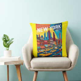 1960-talet New York City | Retro Travel Poster Kudde