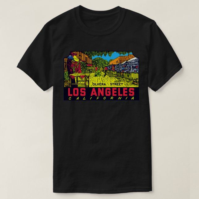 1960-talet Olvera Street Los Angeles T Shirt (Design framsida)