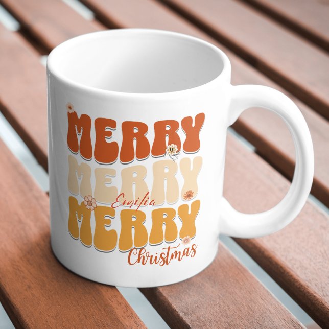 1960-talet: Retro Groovy God jul Boho Namn Mugg (Skapare uppladdad)