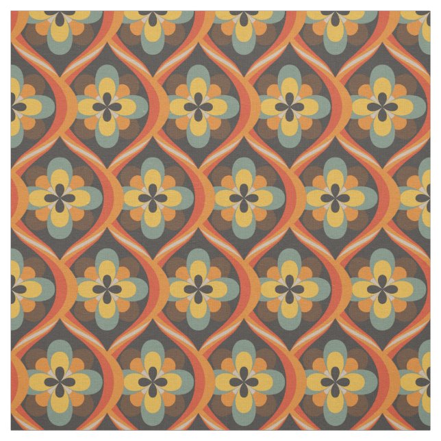 1960-talet: Retro Groovy Orange Brown Guld Tyg (Provkarta)