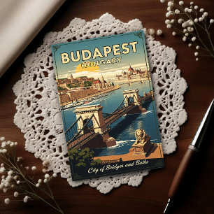 1960-talets Budapest, Ungern Vintage Resa Vykort