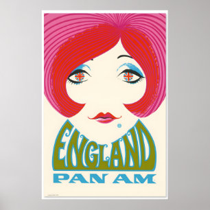 1960-talets “England” Vintage Stil Brittisk Flagga Poster