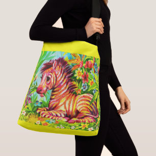 1960-talets färgstarka zebra tryck axelväska