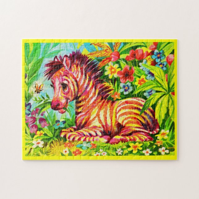 1960-talets färgstarka zebra tryck pussel (Horisontell)