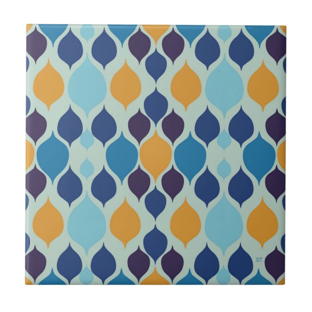 1960-talets Geometric Blue Kakelplatta (Framsidan)