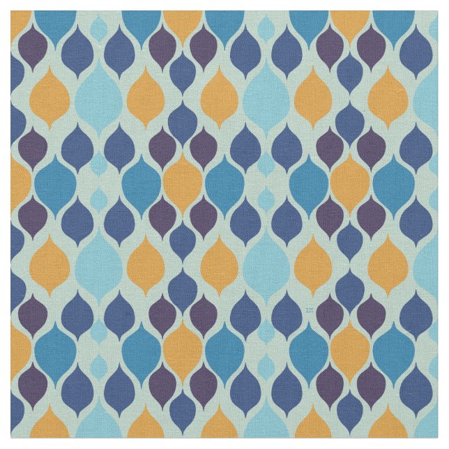 1960-talets Geometric Blue Tyg (Närbild)