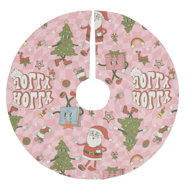 1960-talets groovy-funky, jultomte julgransmatta borstad polyester (Framsidan)