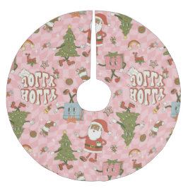 1960-talets groovy svart, african christmas julgransmatta borstad polyester