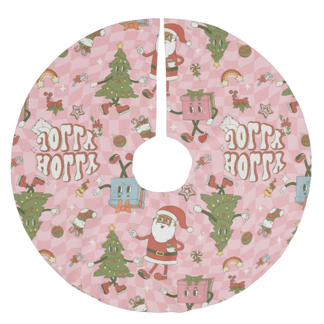 1960-talets groovy svart, african christmas julgransmatta borstad polyester (Framsidan)