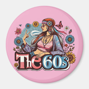 1960-talets Hippie-chick fredstecken finger art Magnet