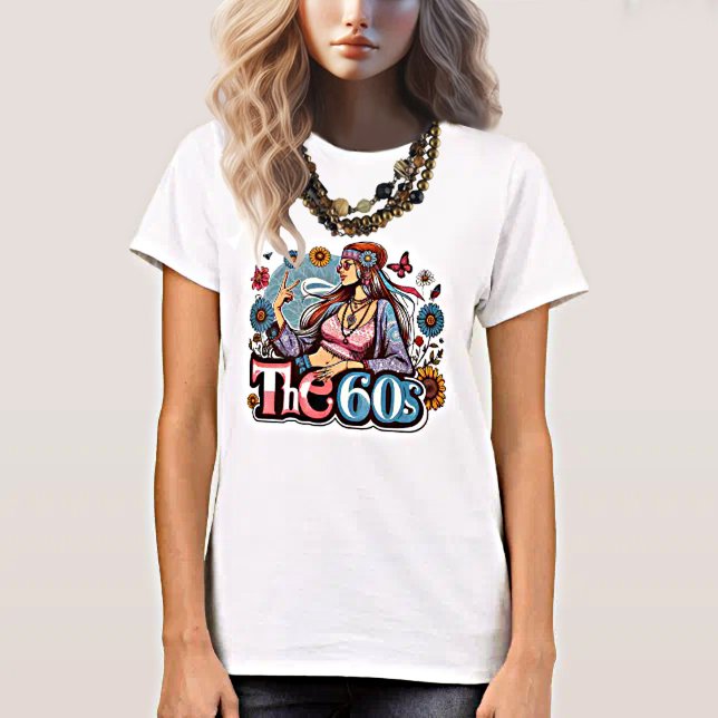 1960-talets Hippie-chick fredstecken finger art T Shirt (Skapare uppladdad)