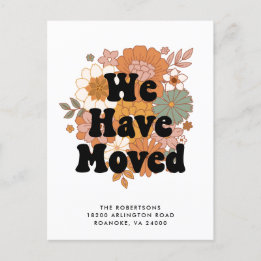 1960-talets Hippie Flower Power Retro Ny adress Meddelande Vykort