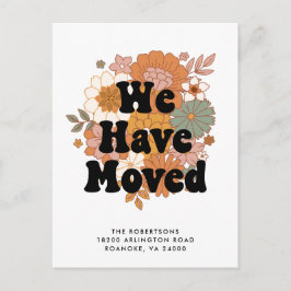 1960-talets Hippie Flower Power Retro Ny adress Meddelande Vykort